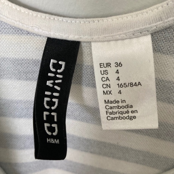 H&M Divided Navy Blue and White Sized US 4 Skater Striped Dress - Picture 5 of 13